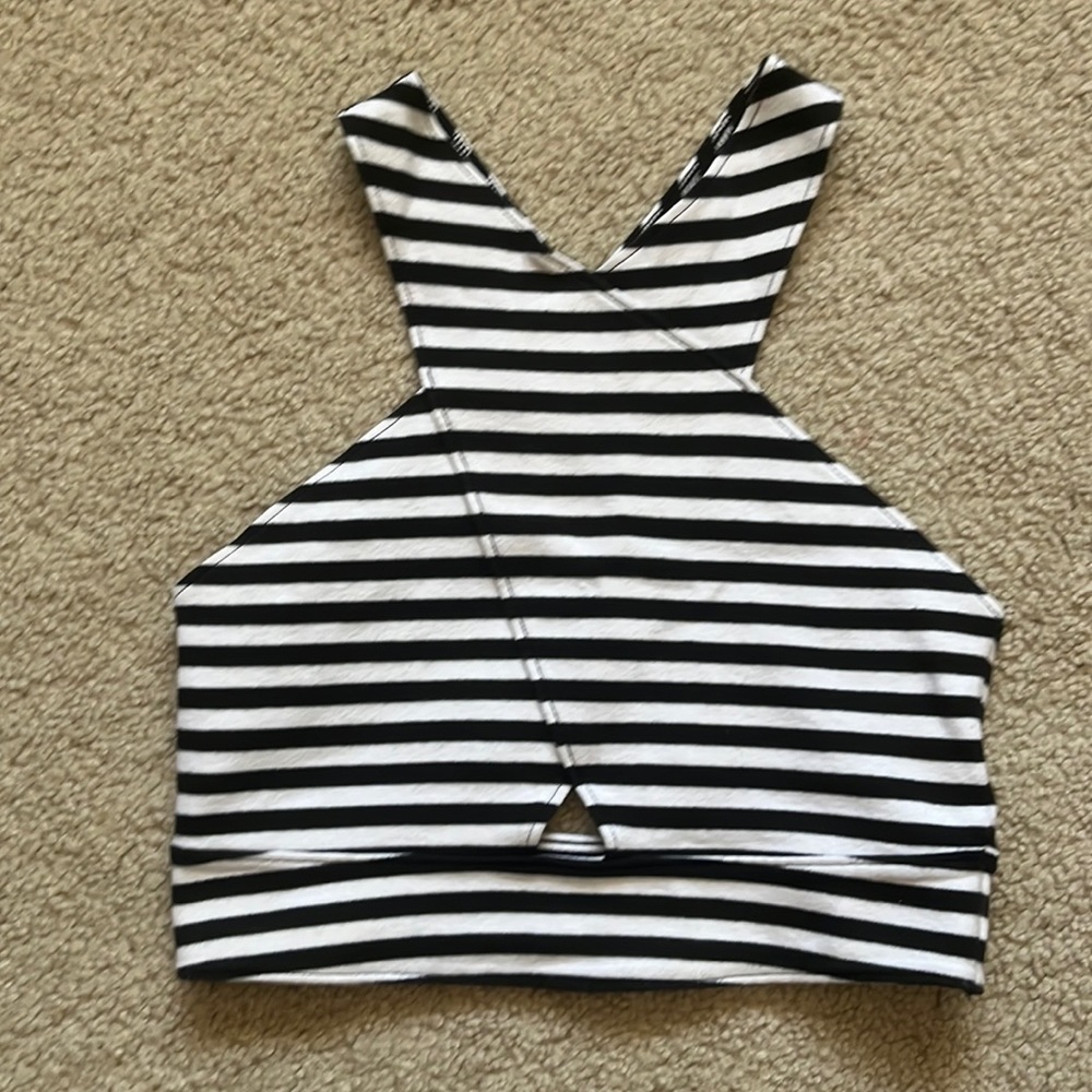 Abercrombie and Fitch Black and White striped crop top